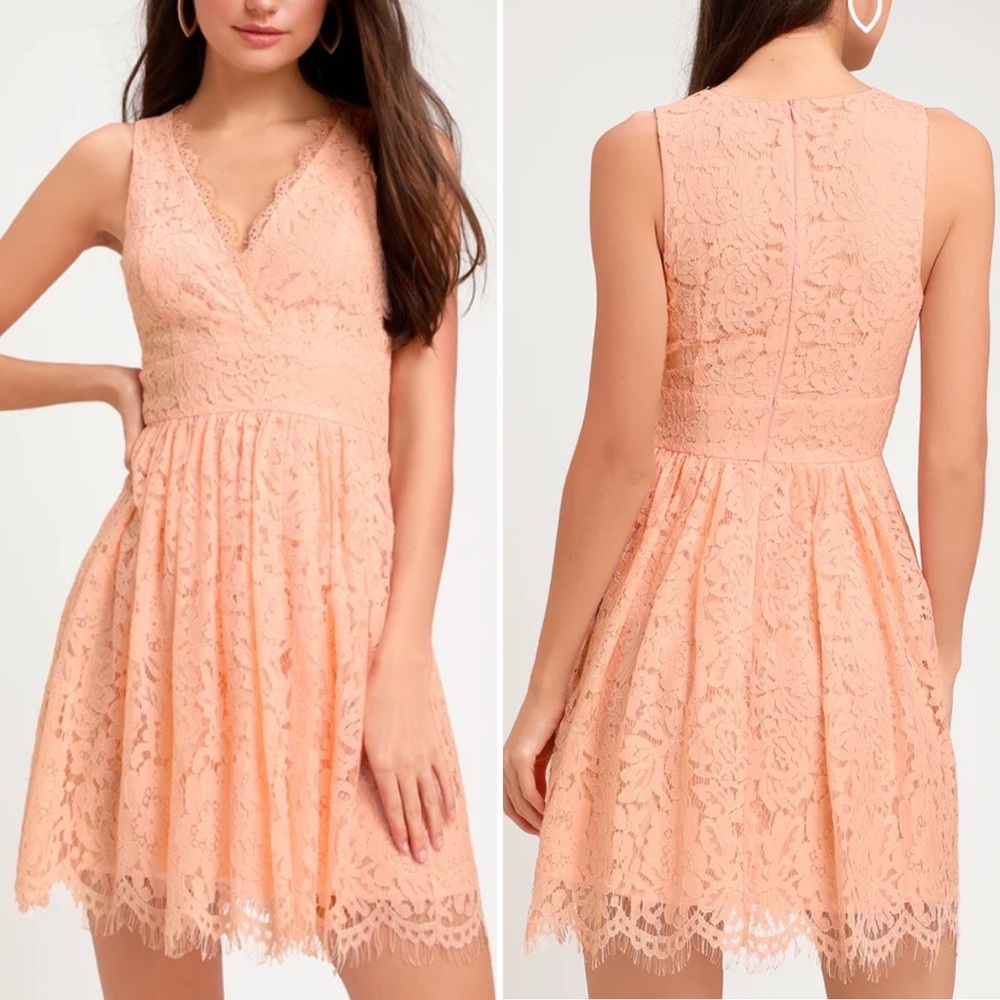 Lulu's In This Moment Pink Lace Skater Dress